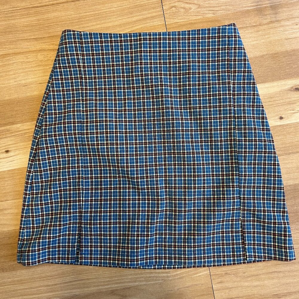 Blue Plaid Mini Skirt